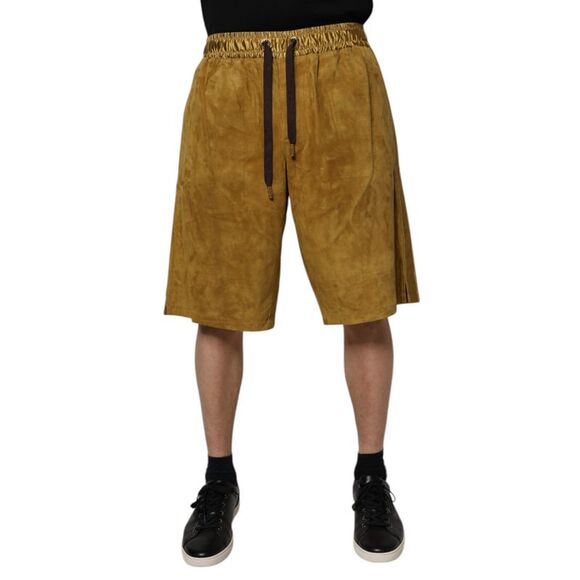 Dolce & Gabbana Brown Lambskin Suede Men Bermuda Men's Shorts